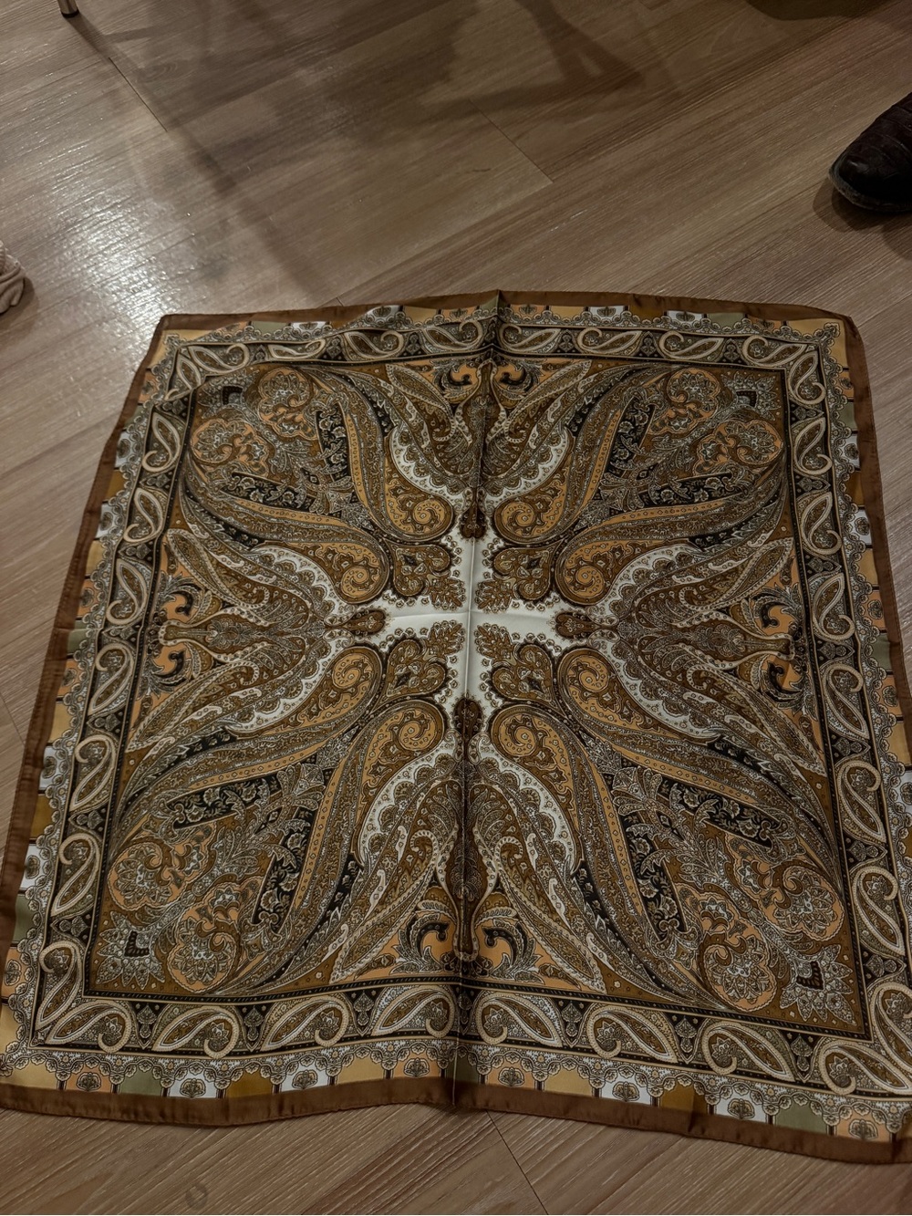 Women’s Scarf- Paisley in Brown and Gold